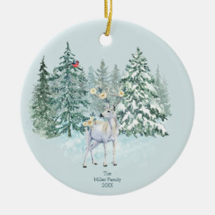 Winterwald-Waldhirsche Keramik Ornament