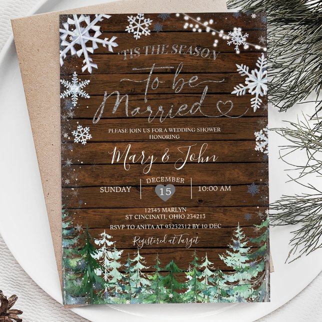 Winterwald Waldschneeflocke Hochzeit Weihnachten Einladung (Von Creator hochgeladen)