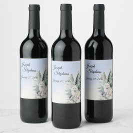 Winterwald-Wasserfarbe-Getränklabel-Set Weinetikett