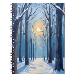 Winterwald Wasserfarben Bäume Blau Notizblock