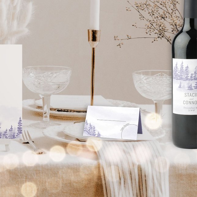 Winterwald Wasserfarbenlavender Wedding Platzkarte (Wedding Table Place Card from my Winter Forest Lavender Wedding Collection)