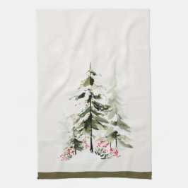 Winterwald-Watercolor-Weihnachten Geschirrtuch