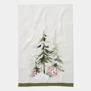 Winterwald-Watercolor-Weihnachten Geschirrtuch