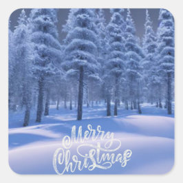 Winterwald Weihnachten Quadratischer Aufkleber