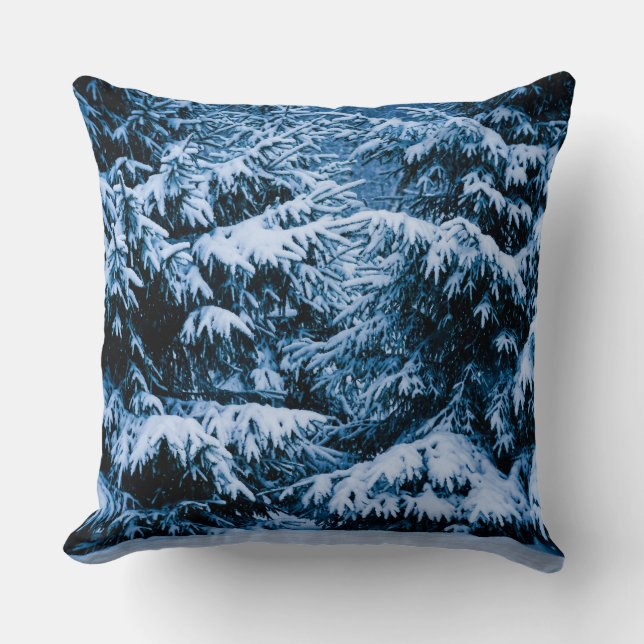Winterwald Weihnachtsbaum Kissen (Vorderseite)
