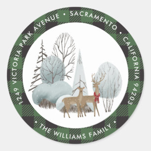 Winterwald Weihnachtsfeiertage Rücksendeadressen-A Runder Aufkleber