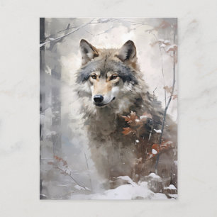 Winterwald Wolf Postkarte