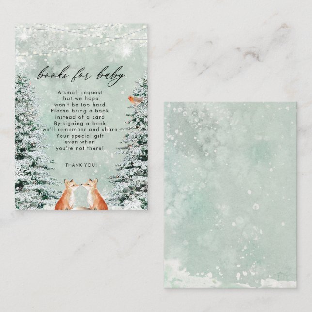 Winterwaldfokusbücher für Babyanfrage Begleitkarte (Vorne/Hinten)