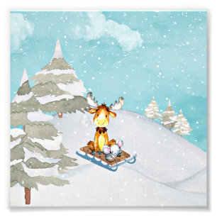 Winterwaldfreunde - Tierabbildungen Fotodruck