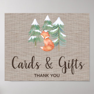Winterwaldfusskarten und -geschenke Zeichen Poster