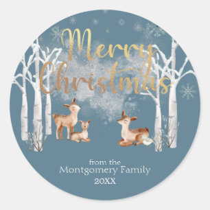 Winterwaldland Dei & Gold Weihnachten am Blauen Me Runder Aufkleber