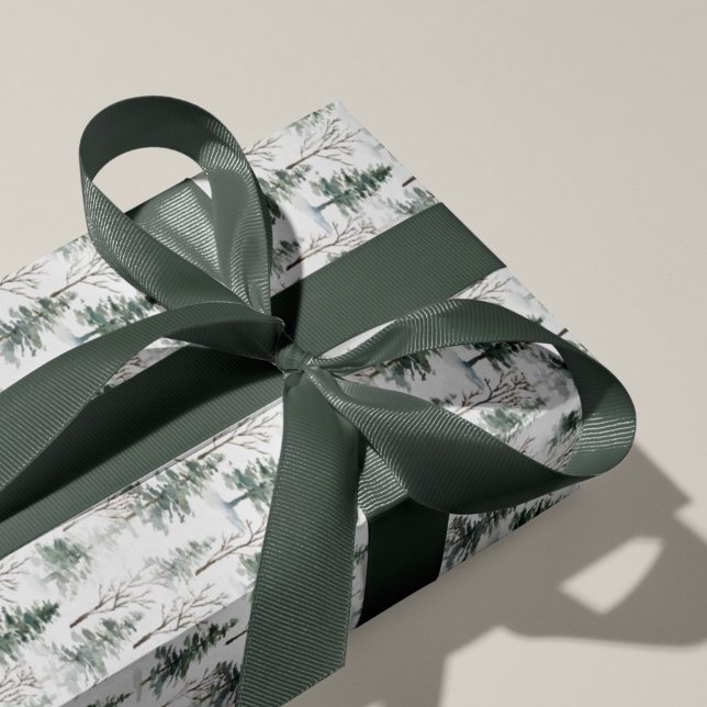 Winterwaldland Evergreen Forest Pattern Geschenkpapier (Von Creator hochgeladen)