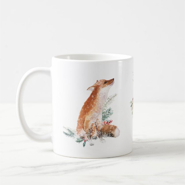 Winterwaldland Tierfox Hirsche Hare-Tasse Kaffeetasse (Links)