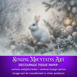 Winterwaldland Weißes Kaninchen Dekoupage Seidenpapier