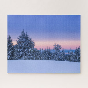 Winterwaldlandschaft bei Sonnenuntergang Puzzle