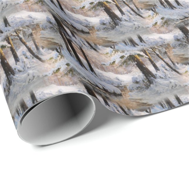 Winterwaldlandschaft Geschenkpapier (Rolleneckpunkt)