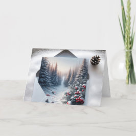 Winterwaldlandschaft in einem Umschlag Feiertagskarte