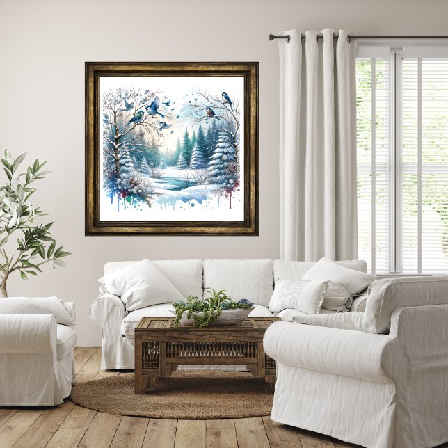 Winterwaldlandschaft Poster (Winter Forest Snow Landscape Poster 1)