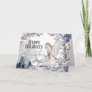 Winterwaldlandschaft Schneeowuler Weihnachtskarte Karte
