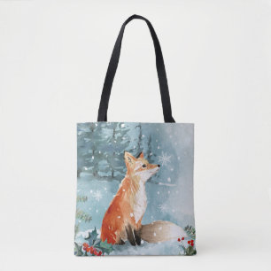 Winterwaldlandszene, Fuchs Weihnachtsfeier Tasche