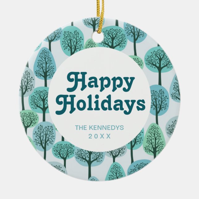 Winterwaldmuster Keramik Ornament (Vorne)