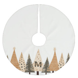 Winterwaldneutralmonogramm Polyester Weihnachtsbaumdecke