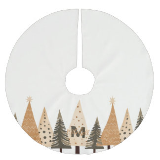 Winterwaldneutralmonogramm Polyester Weihnachtsbaumdecke