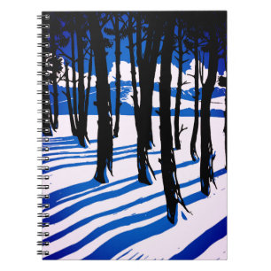 Winterwaldschatten - Blaue Minimalnatur Notizblock