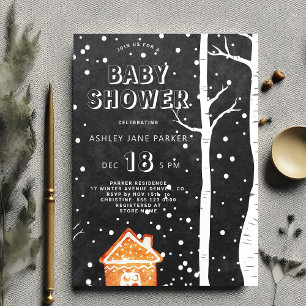 Winterwaldschneeflocken Babydusche Einladung