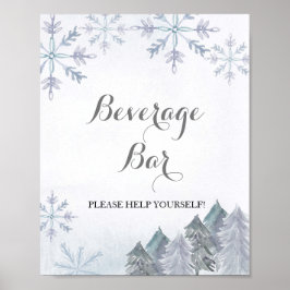Winterwaldschneeflocken Bar signieren Poster