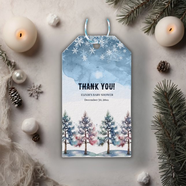 Winterwaldschneeflocken & Pine Trees Kinderdusche Geschenkanhänger (Von Creator hochgeladen)