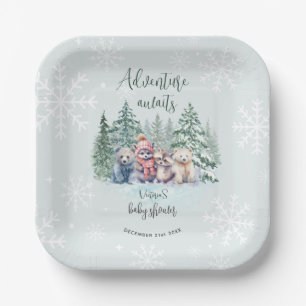 Winterwaldtiere im Schnee Babyparty Pappteller