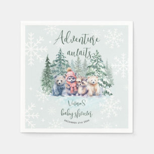 Winterwaldtiere in Schneeballdusche Serviette