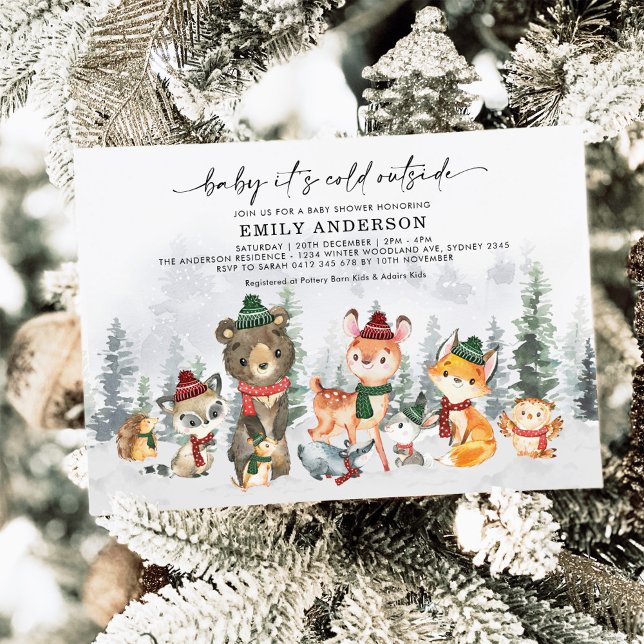 Winterwaldtiere - Neutrale Babydusche Einladung (Von Creator hochgeladen)