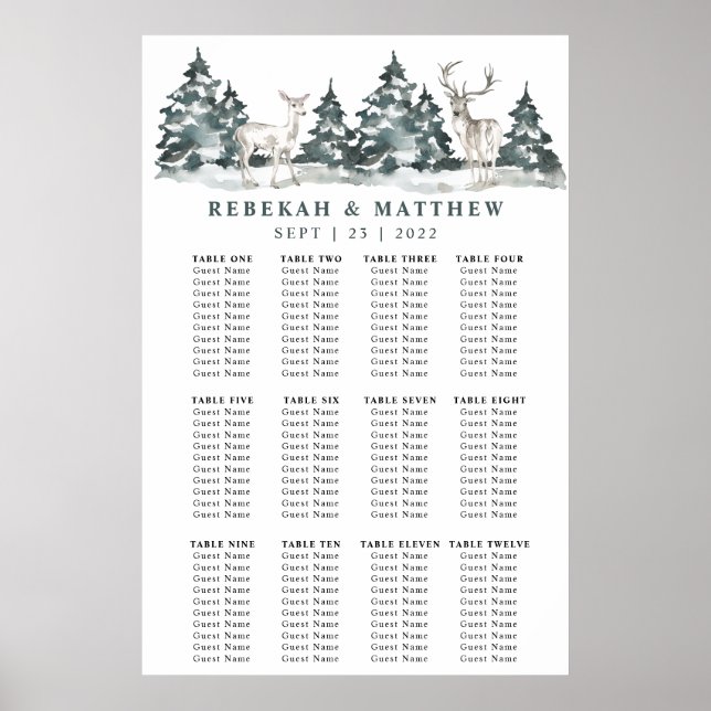 Winterwaldwonderland mit Hirschplakette Poster (Vorne)