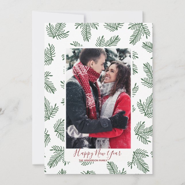 Winterwalzzweig für das neue Jahr Feiertagskarte (Vorderseite)