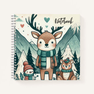 Winterwanderer – Cozy Hirschfamilie im Schnee Notizbuch