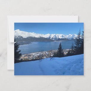 Winterwanderung mit Blick auf Seen Postkarte