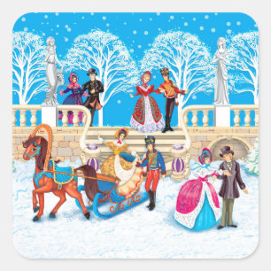 Winterwanderung Quadratischer Aufkleber