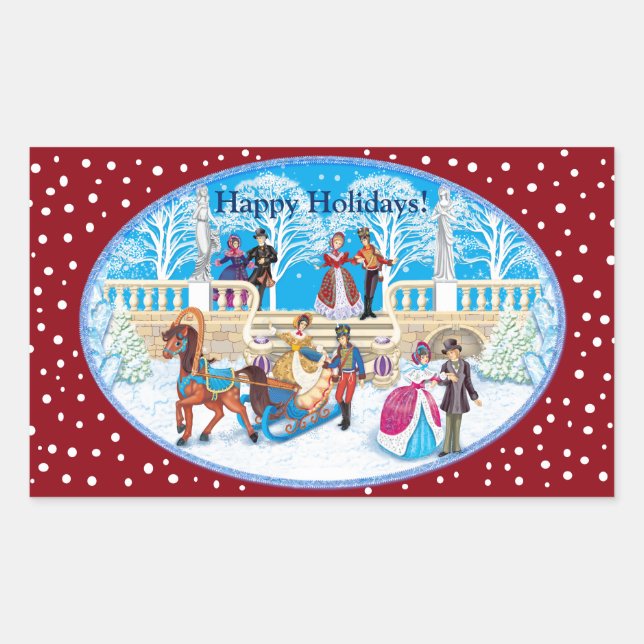 Winterwanderung Rechteckiger Aufkleber (Vorderseite)