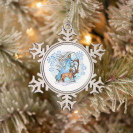 Winterwanderung Schneeflocken Zinn-Ornament