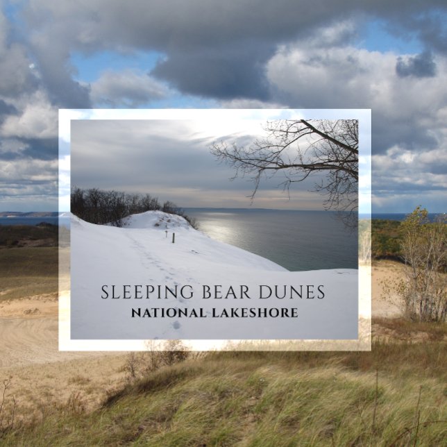 Winterwanderweg Lake Michigan, SLeeping Bear Dunes Postkarte (Von Creator hochgeladen)