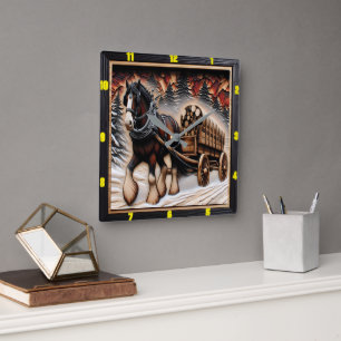 Winterwanderweg Personalisiert Charred Grain Clyde Quadratische Wanduhr