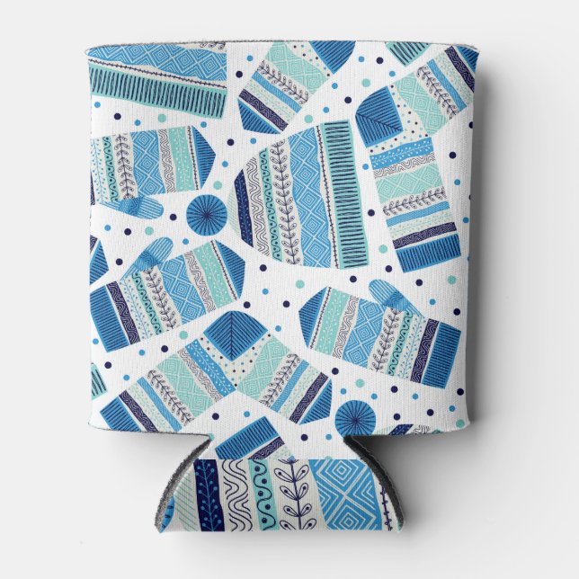 Winterwear: Gemütliches nahtloses Muster. Dosenkühler (Vorderseite)