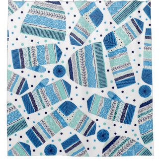 Winterwear: Gemütliches nahtloses Muster. Duschvorhang