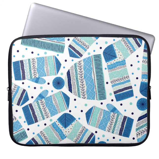 Winterwear: Gemütliches nahtloses Muster. Laptopschutzhülle (Vorderseite)