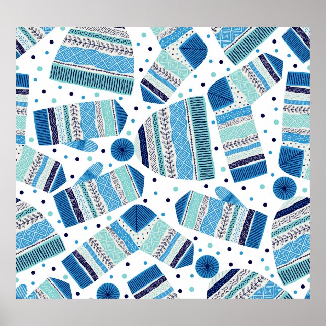 Winterwear: Gemütliches nahtloses Muster. Poster (Vorne)