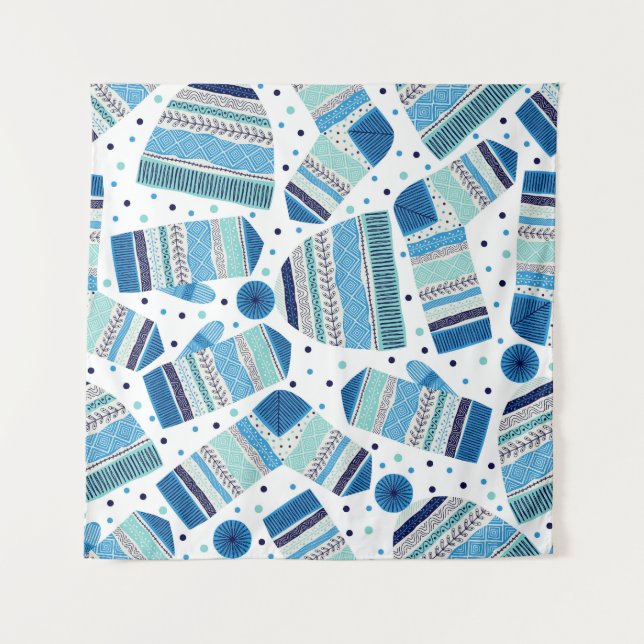 Winterwear: Gemütliches nahtloses Muster. Wandteppich (Vorderseite)