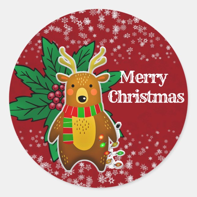 Winterweihnachtsbärenschneeflocken Kid's Party Cra Runder Aufkleber (Vorderseite)