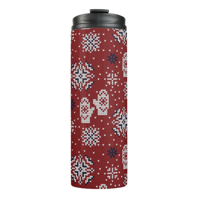 Winterweihnachtsdekorationsmuster Thermosbecher (Vorderseite)